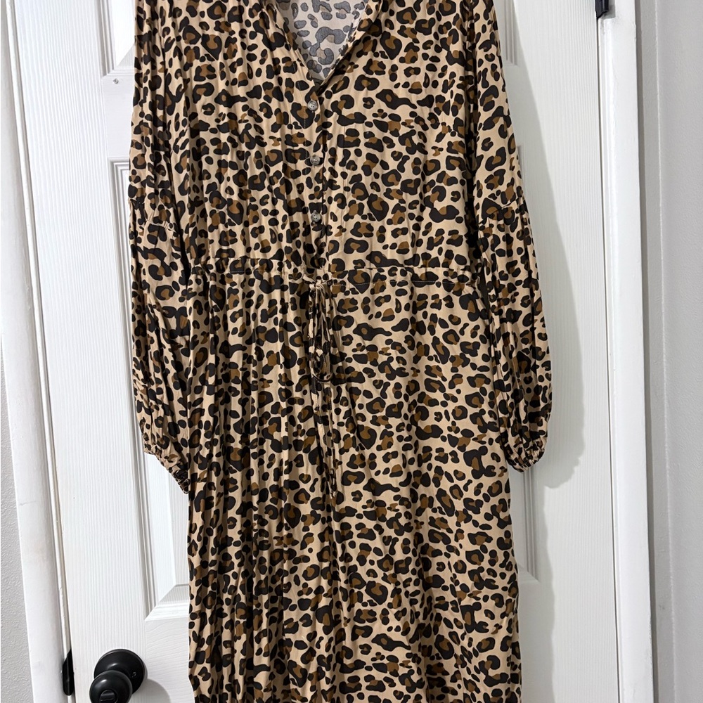 Leopard Print Long Sleeve Dress